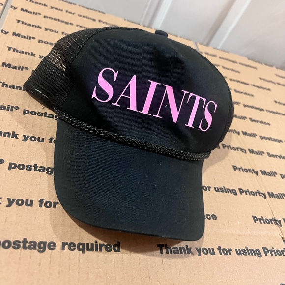 Saint Black Pink Graphic Trucker Hat Adjustable - Picture 2 of 3